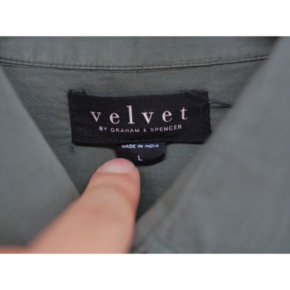 Green Long Sleeve Button Up Velvet by Graham & Spencer Shirt‎ Mens L Cotton - Picture 3 of 7